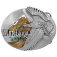 Montana Eagle Enameled Belt Buckle